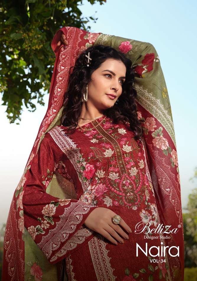 NAIRA VOL-34 BY BELLIZA 880-001 TO 880-010 SERIES COTTON EMBROIDERY DRESSES