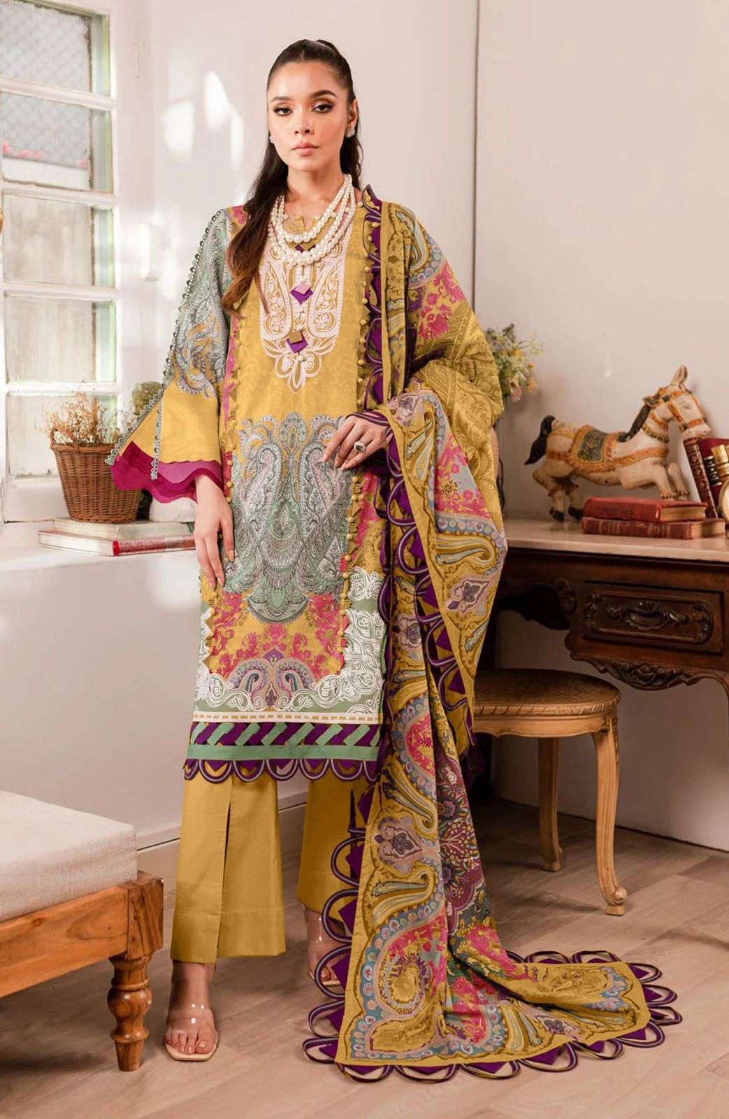 NEEDLE COURT BY MEHBOOB TEX HEAVY COTTON PRINT PATCH EMBROIDERED DRESSES