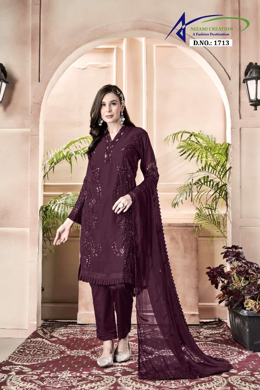 NIZAMI 1713 COLOURS BY ASLIWHOLESALE DESIGNER FAUX GEORGETTE STITCHED DRESSES