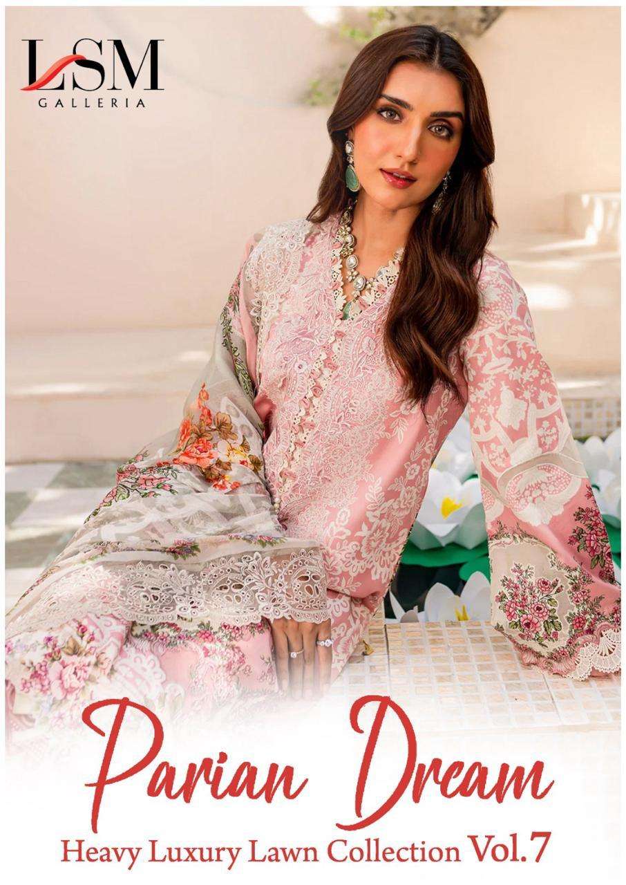 PARIAN DREAM VOL-07 BY LSM GALLERIA PURE LAWN PRINT PAKISTANI DRESSES