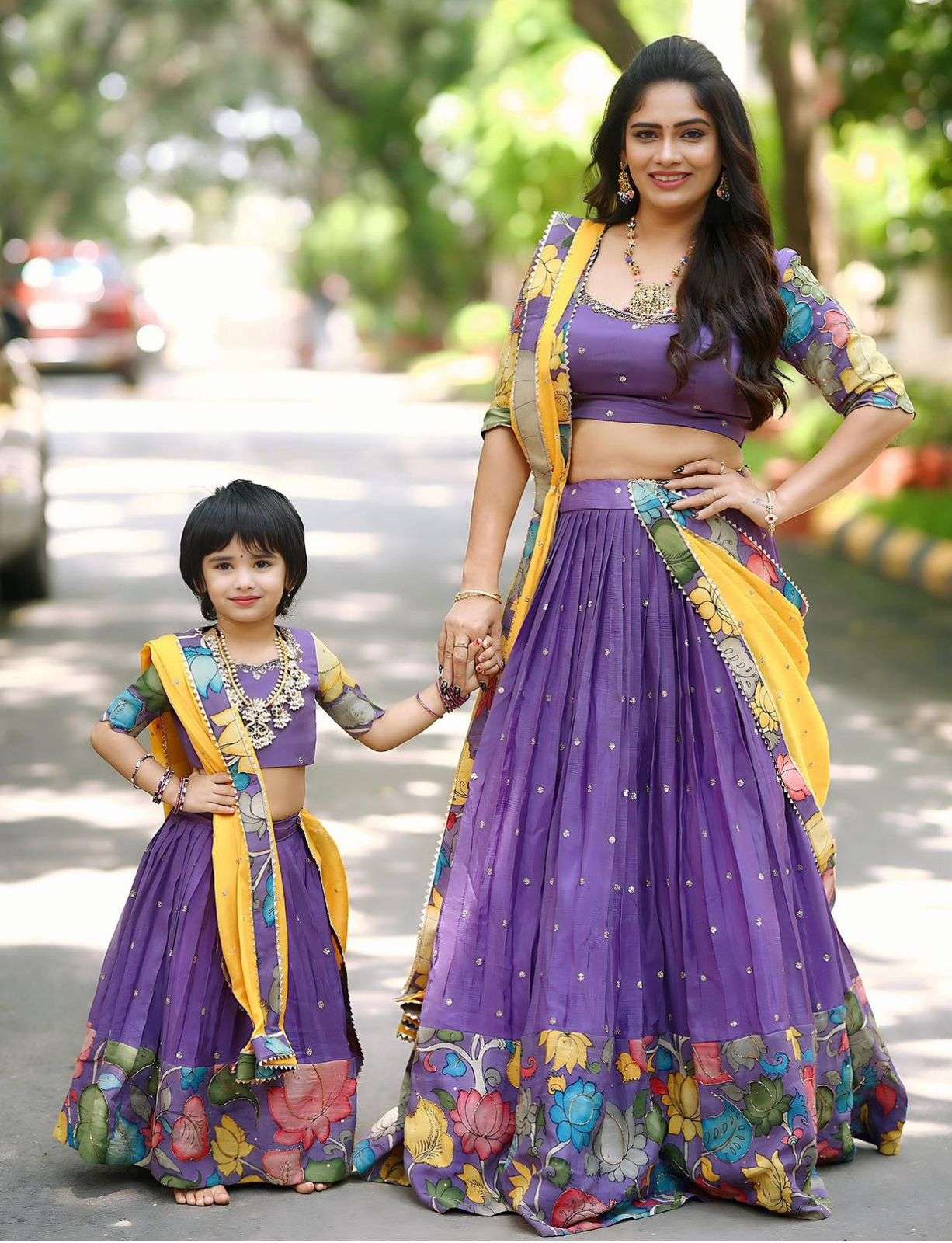 PC-303 HIT DESIGN BY ASLIWHOLESALE DESIGNER CHINON MOM AND DAUGHTER LEHENGAS