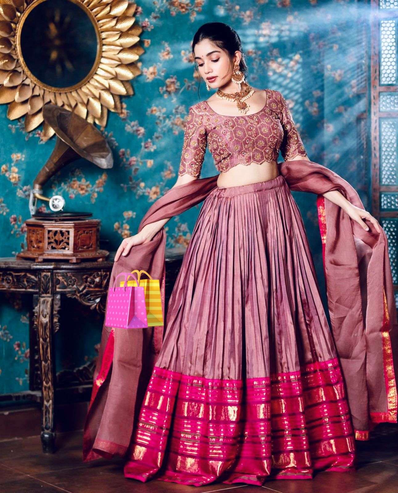 PC-325 HIT DESIGN BY ASLIWHOLESALE DESIGNER FANCY CHINON THREAD WORK LEHENGAS