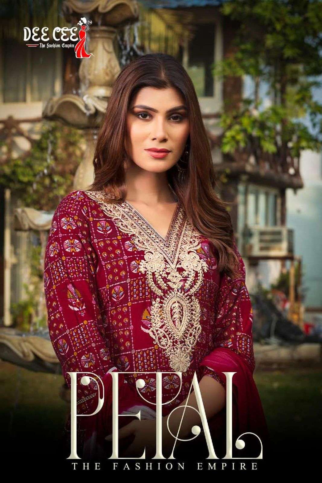 PETAL BY DEE CEE 1001 TO 1006 SERIES DESIGNER CHANDERI PRINT DRESSES