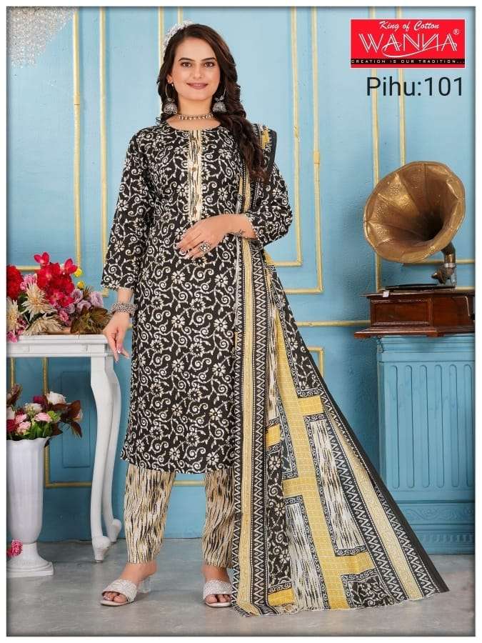 PIHU BY WANNA LOOKS 1001 TO 1008 SERIES PURE COTTON PRINTED DRESSES