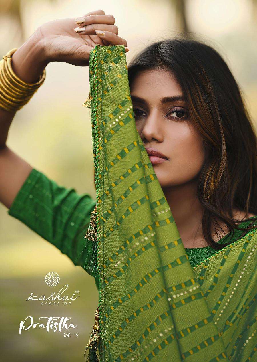 PRATISTHA VOL-04 BY KASHVI CREATION 1001 TO 1008 SERIES MOSS BRASSO PRINT SAREES