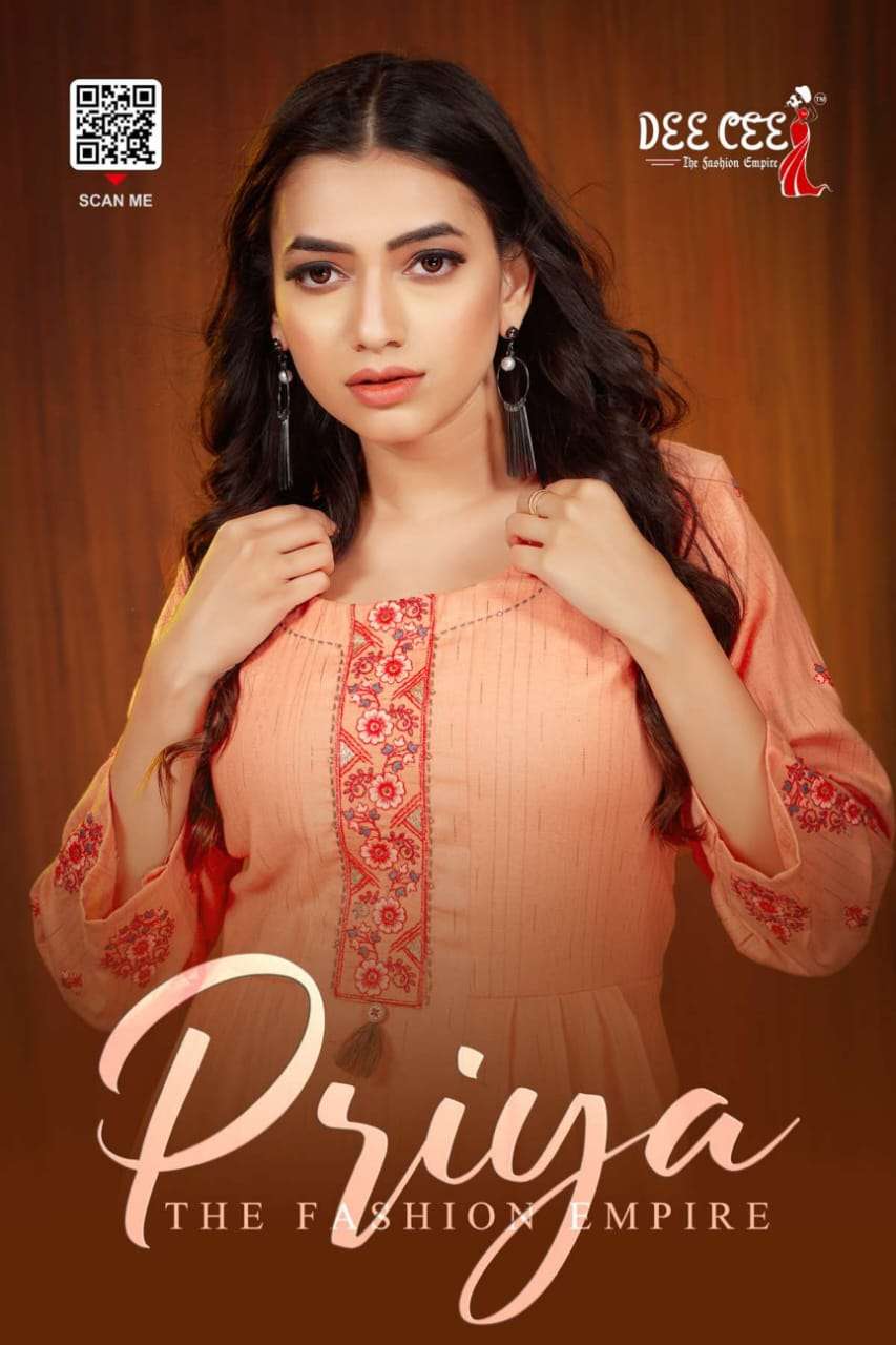 PRIYA BY DEE CEE 1001 TO 1008 SERIES DESIGNER FANCY RAYON PRINT KURTIS