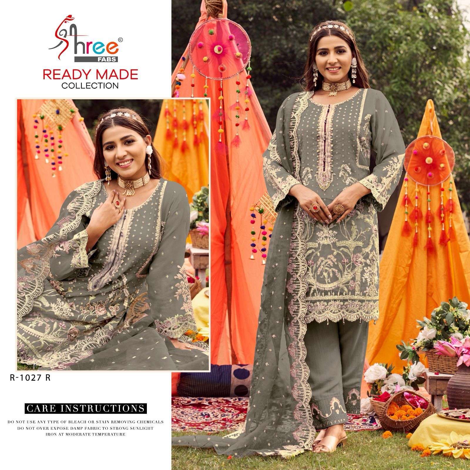 R-1027 COLOURS BY SHREE FABS 1027-R TO 1027-U EMBROIDERED ORGANZA PAKISTANI DRESSES