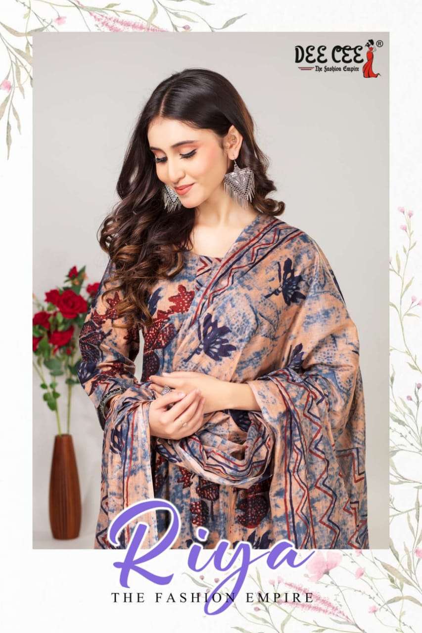 RIYA BY DEE CEE 1001 TO 1006 SERIES DESIGNER COTTON CAMBRIC PRINT DRESSES