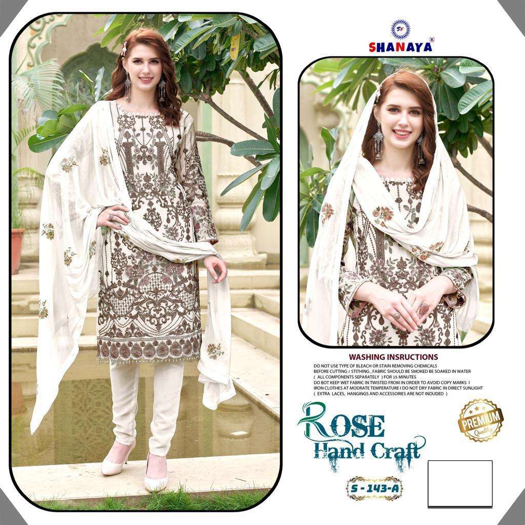 ROSE HANDCRAFTED S-143 BY SHANAYA FASHION FAUX GEORGETTE PAKISTANI DRESS