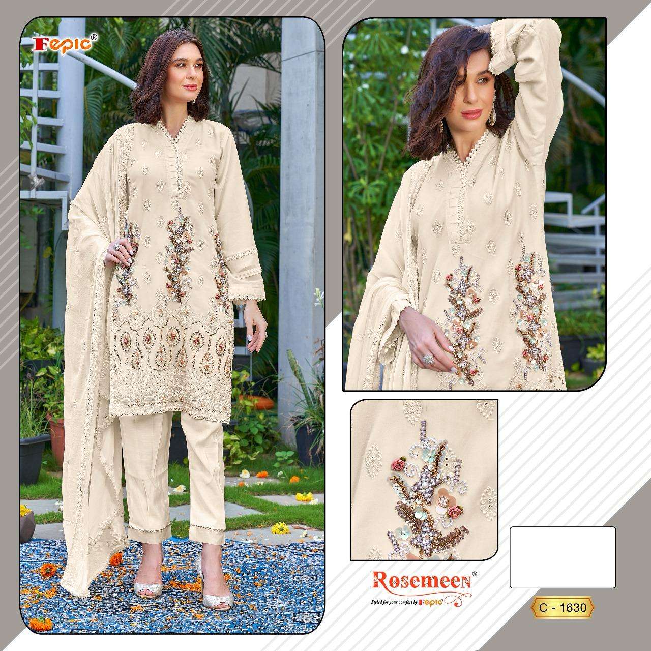 ROSEMEEN C-1630 BY FEPIC DESIGNER GEORGETTE EMBROIDERY DRESSES