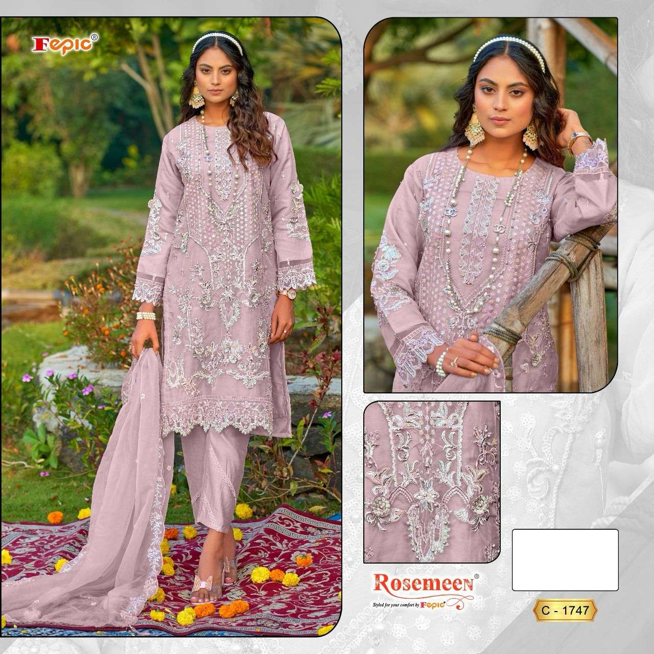 ROSEMEEN C-1747 COLOURS BY FEPIC DESIGNER ORGANZA EMBROIDERY DRESSES