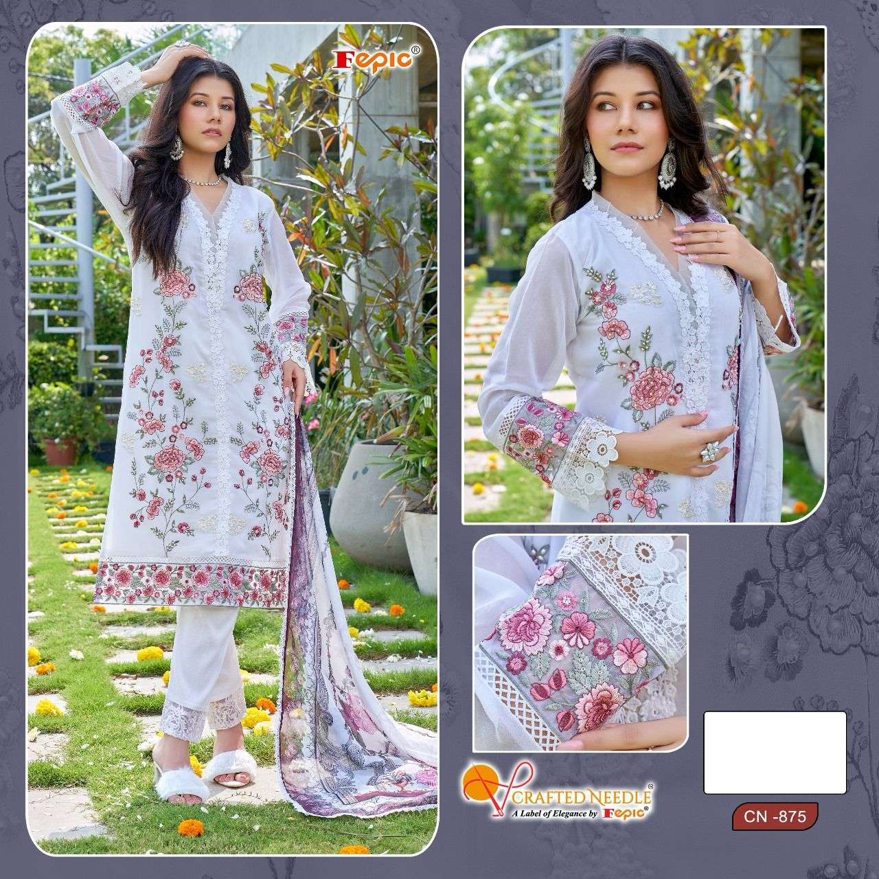 ROSEMEEN CN-875 COLOURS BY FEPIC DESIGNER GEORGETTE EMBROIDERY DRESSES