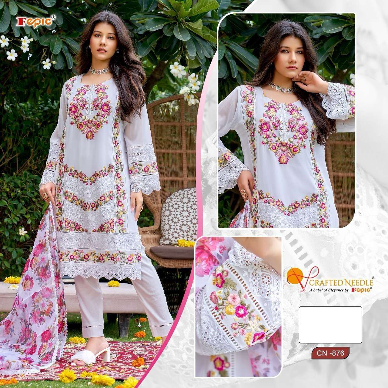 ROSEMEEN CN-876 COLOURS BY FEPIC DESIGNER GEORGETTE EMBROIDERY DRESSES