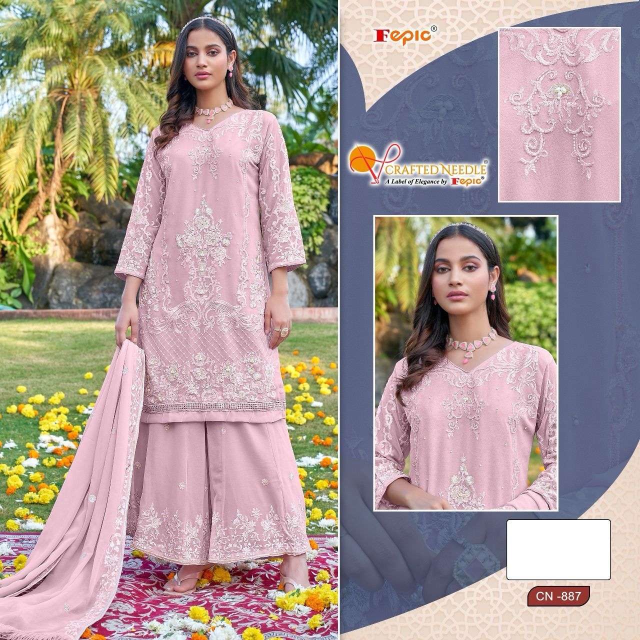 ROSEMEEN CN-887 BY FEPIC DESIGNER GEORGETTE EMBROIDERY DRESSES