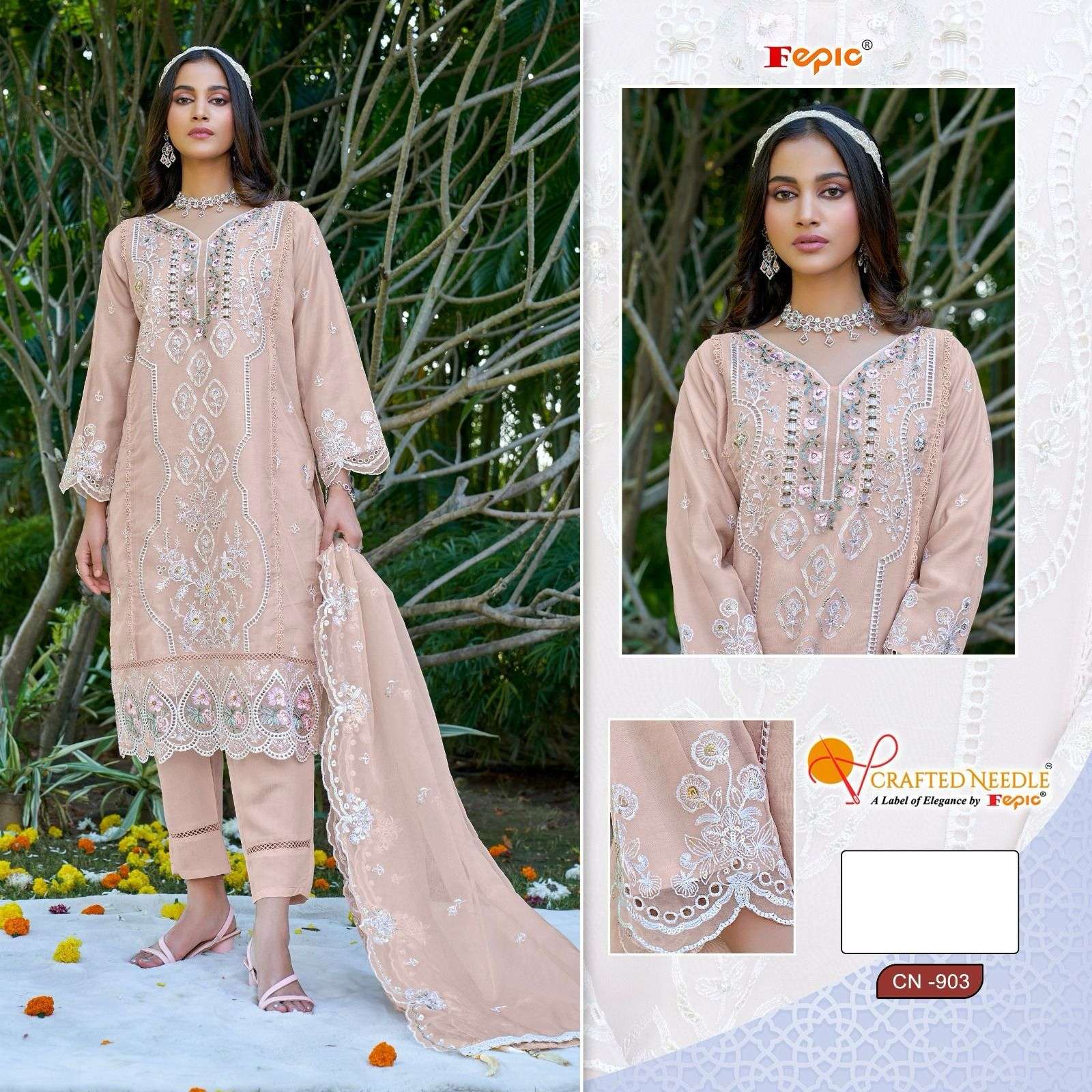 ROSEMEEN CN-903 BY FEPIC DESIGNER ORGANZA HEAVY EMBROIDERY DRESSES