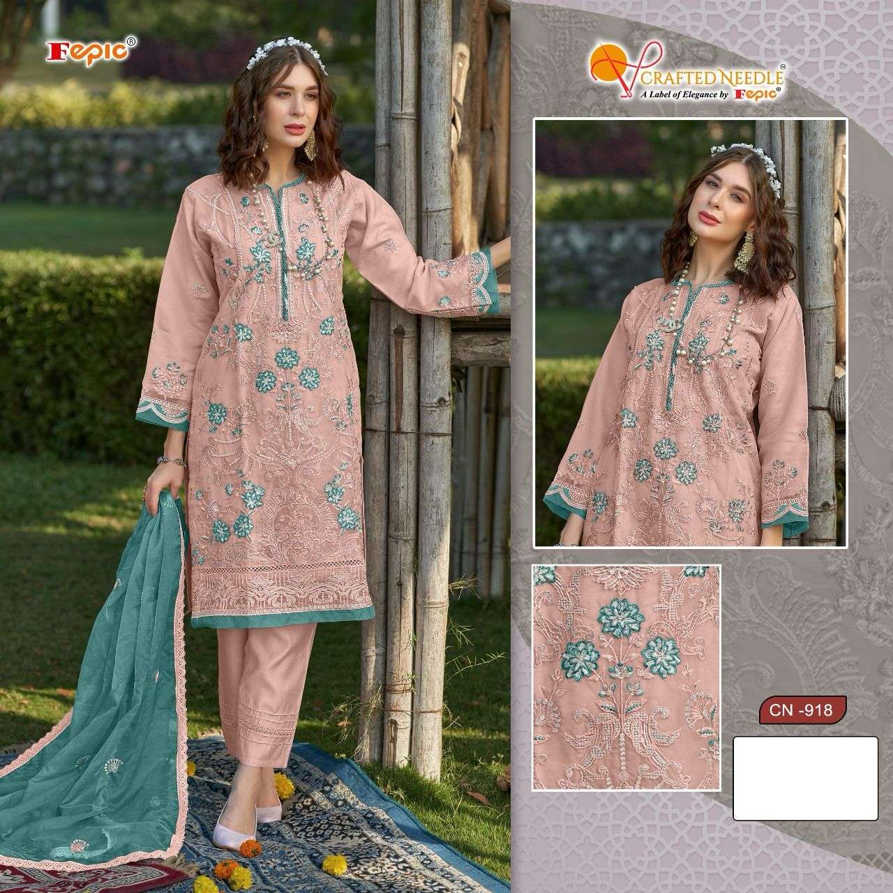 ROSEMEEN CN-918 COLOURS BY FEPIC DESIGNER ORGANZA EMBROIDERY DRESSES