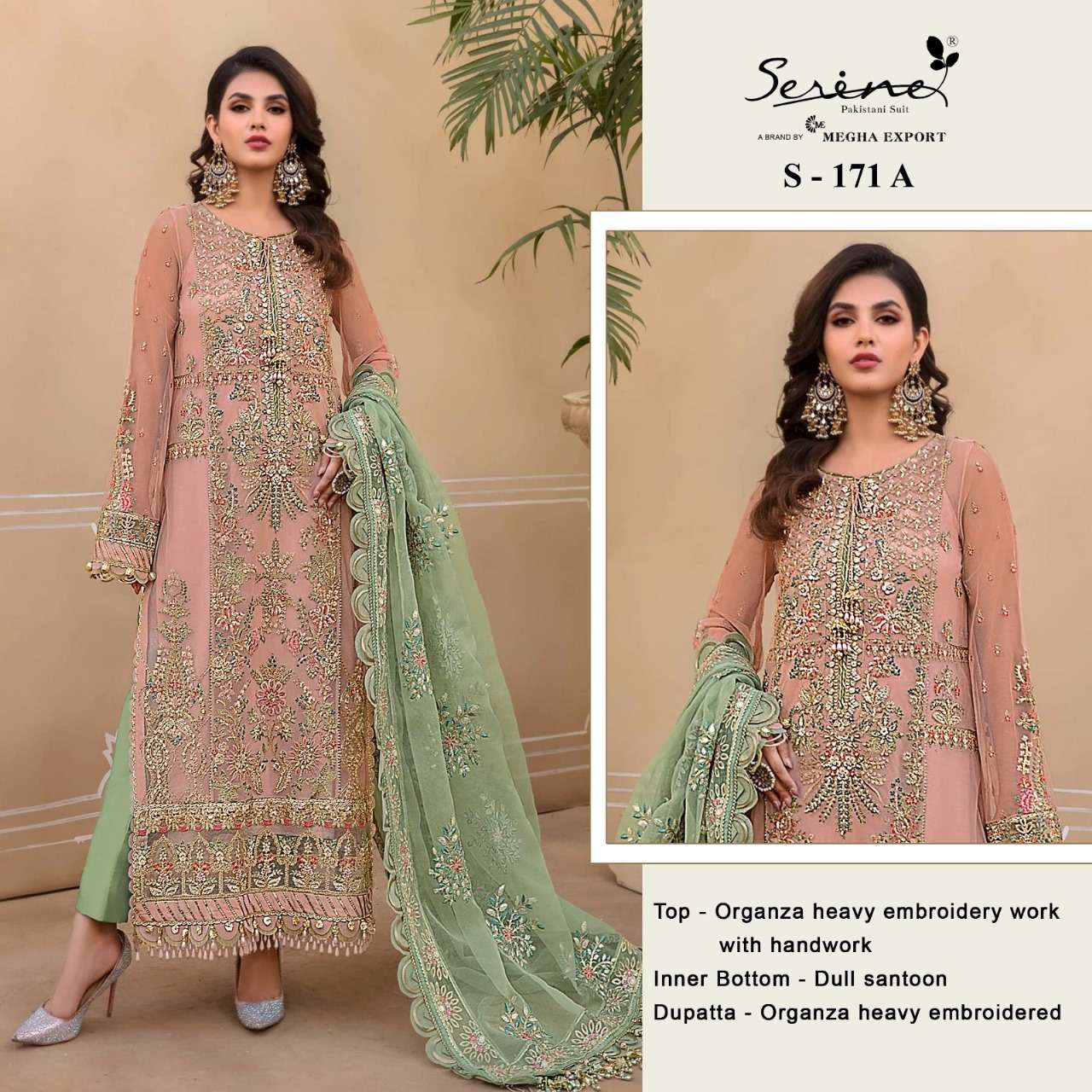 S-171 COLOURS BY SERENE DESIGNER ORGANZA EMBROIDERY PAKISTANI DRESSES