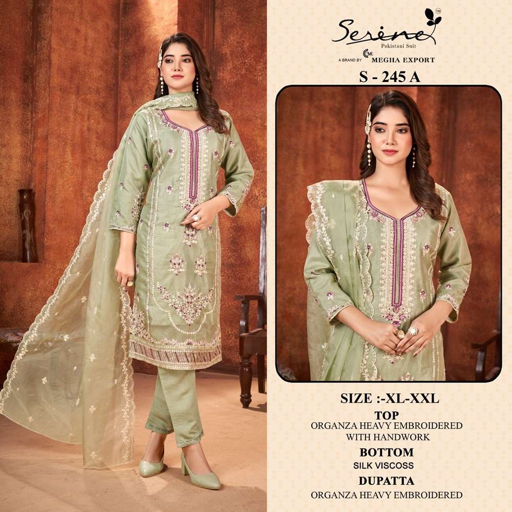 S-245 COLOURS BY SERENE DESIGNER ORGANZA EMBROIDERY PAKISTANI DRESSES