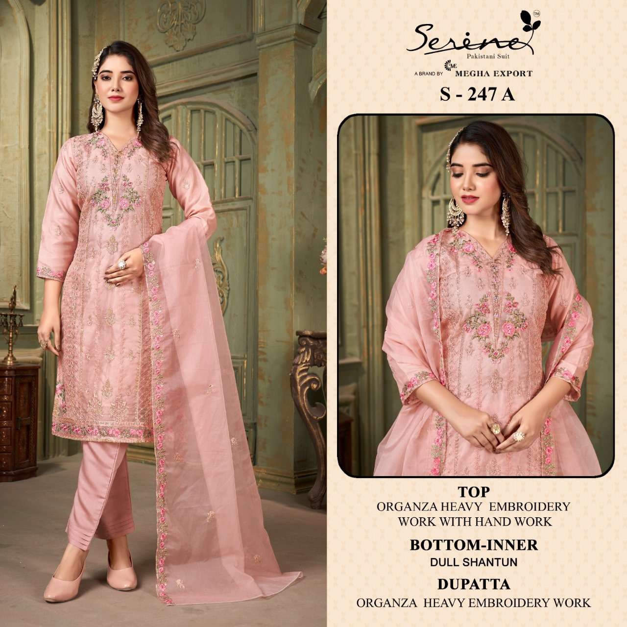 S-247 COLOURS BY SERENE DESIGNER ORGANZA EMBROIDERY PAKISTANI DRESSES