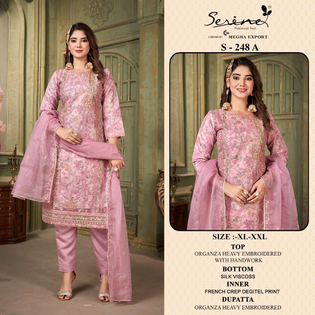 S-248 COLOURS BY SERENE DESIGNER ORGANZA EMBROIDERY PAKISTANI DRESSES