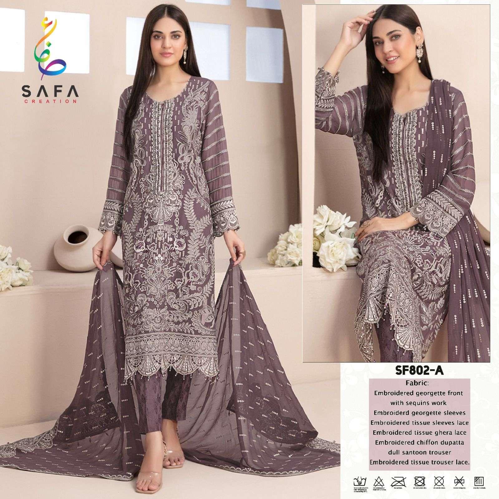 SAFA 802 COLOURS BY SAFA CREATION DESIGNER FAUX GEORGETTE PAKISTANI DRESSES