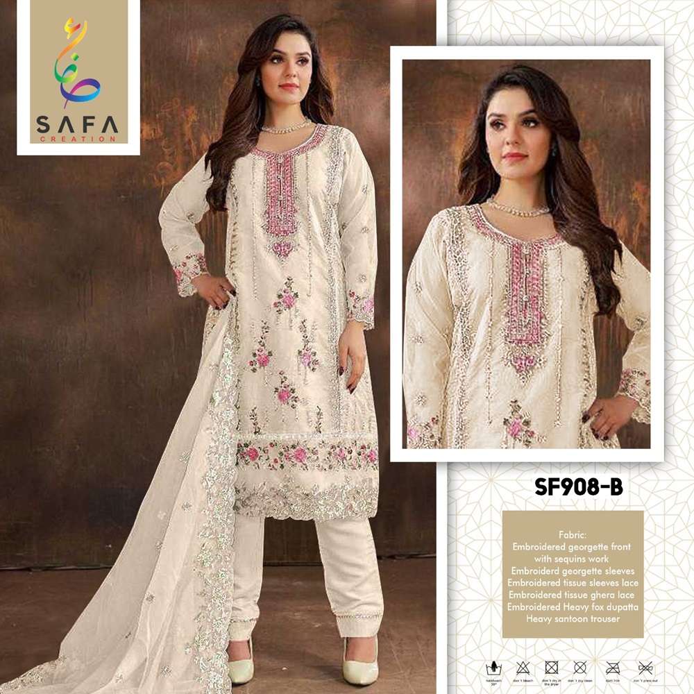 SAFA 908 COLOURS BY SAFA CREATION DESIGNER FAUX GEORGETTE PAKISTANI DRESSES