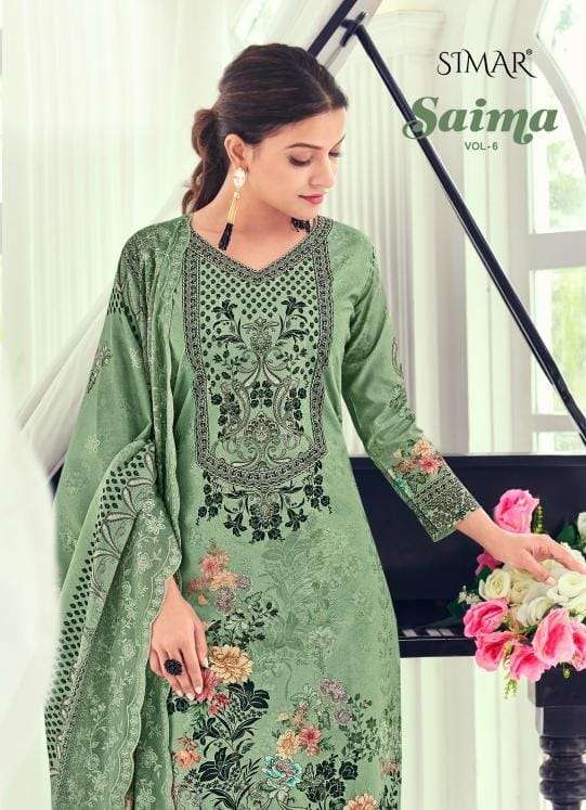 SAIMA VOL-6 BY SIMAR 1638 TO 1643 SERIES COTTON PRINTED WORK DRESSES