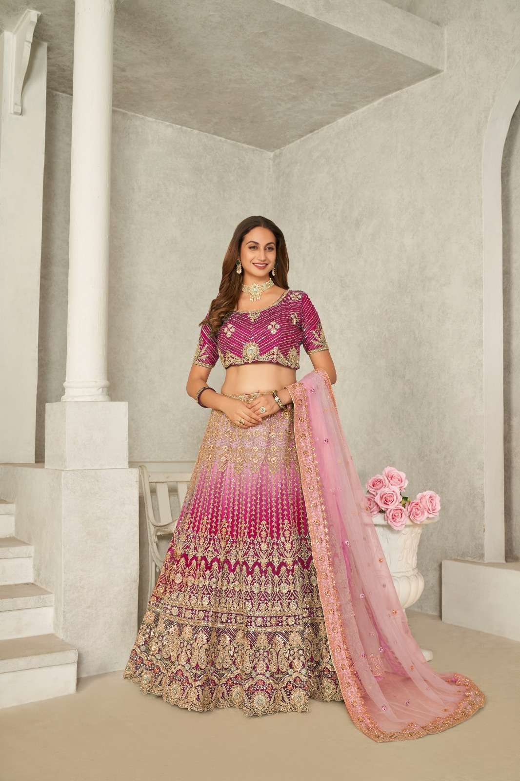 SAKSHI VOL-05 BY ASLIWHOLESALE 9305 TO 9306 SERIES FANCY NET EMBROIDERY LEHENGAS