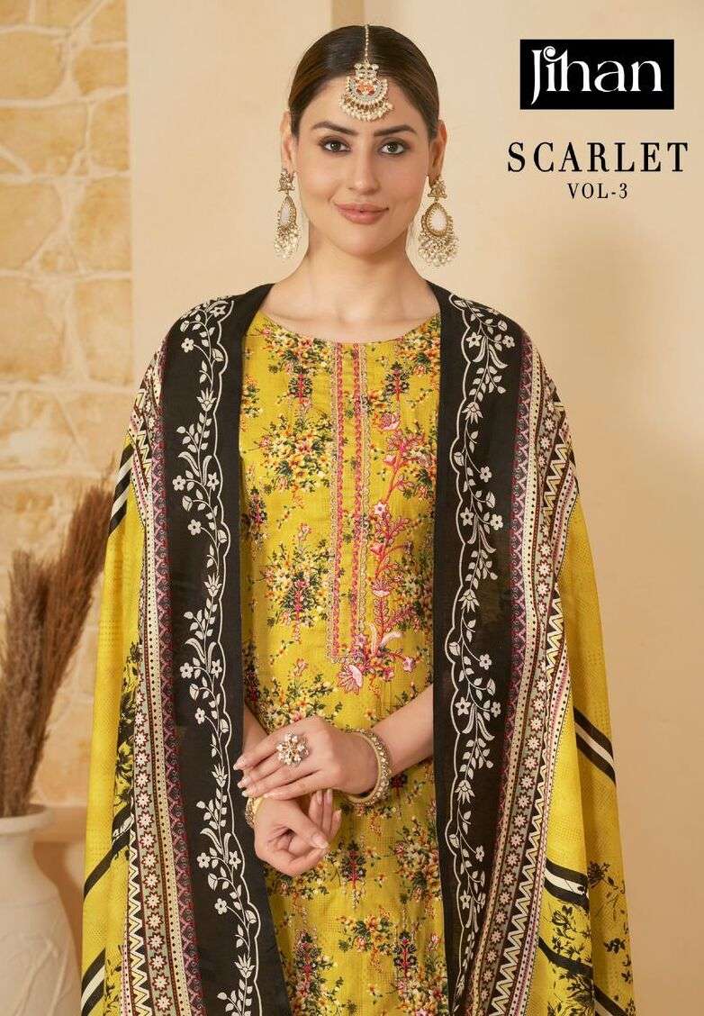 SCARLET VOL-3 BY JIHAN DESIGNER PURE HEAVY COTTON EMBROIDERY DRESSES