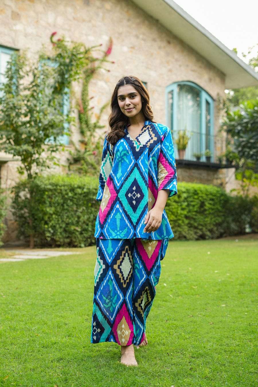 SF-3051 BY ASLIWHOLESALE HEAVY DESIGNER MUSLIN COTTON PRINTS CO-ORD