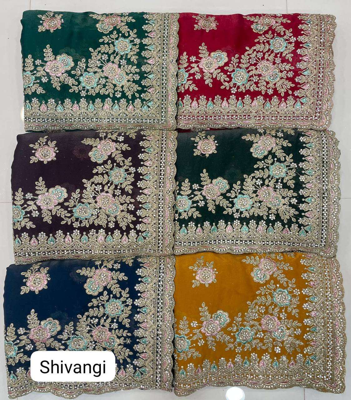 SHIVANGI BY ASLIWHOLESALE DESIGNER FANCY ZIMMY CHOO SILK WORK SAREES