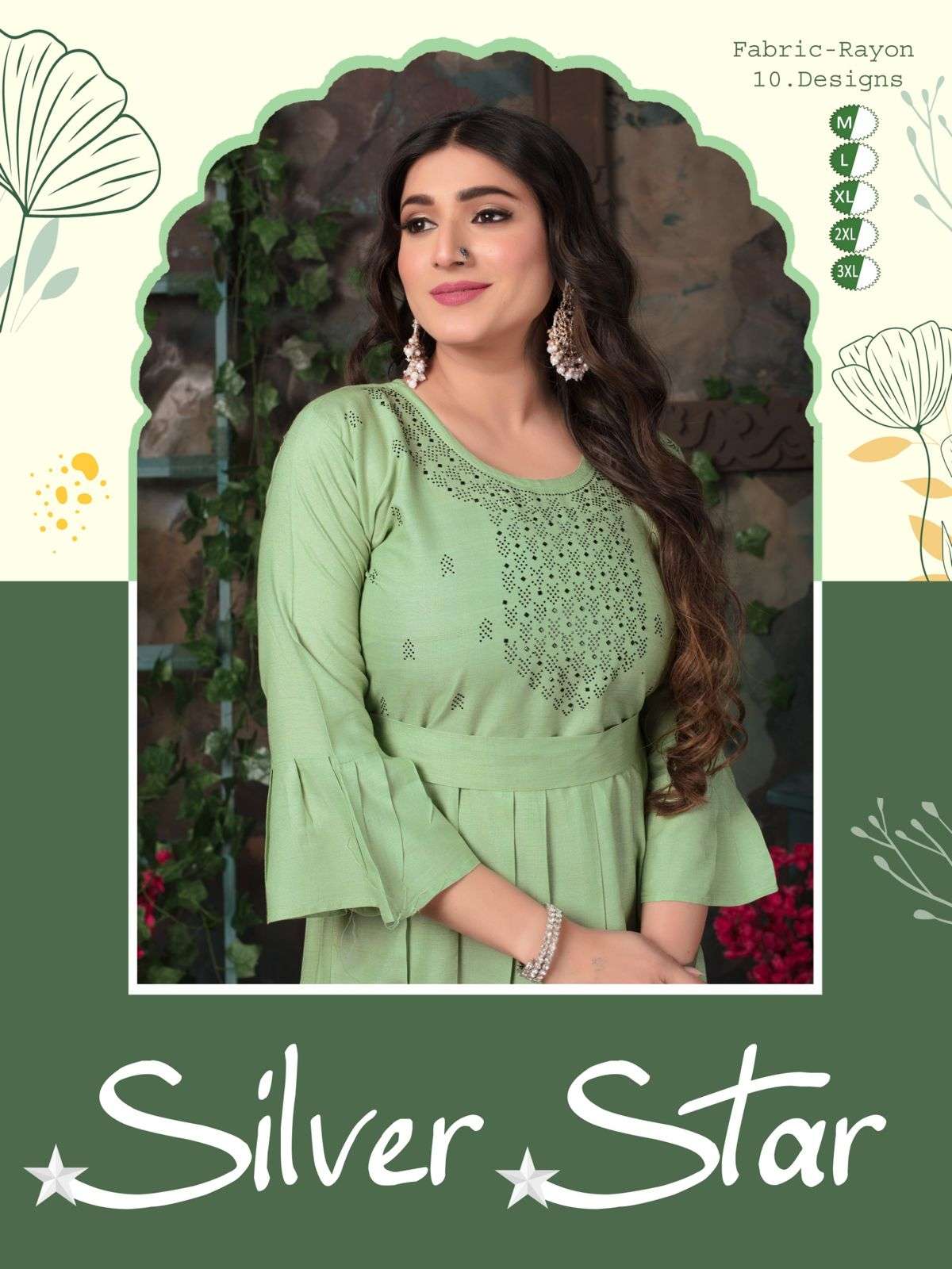 SILVER STAR BY ASLIWHOLESALE 001 TO 010 SERIES DESIGNER FACNY PRINT KURTIS