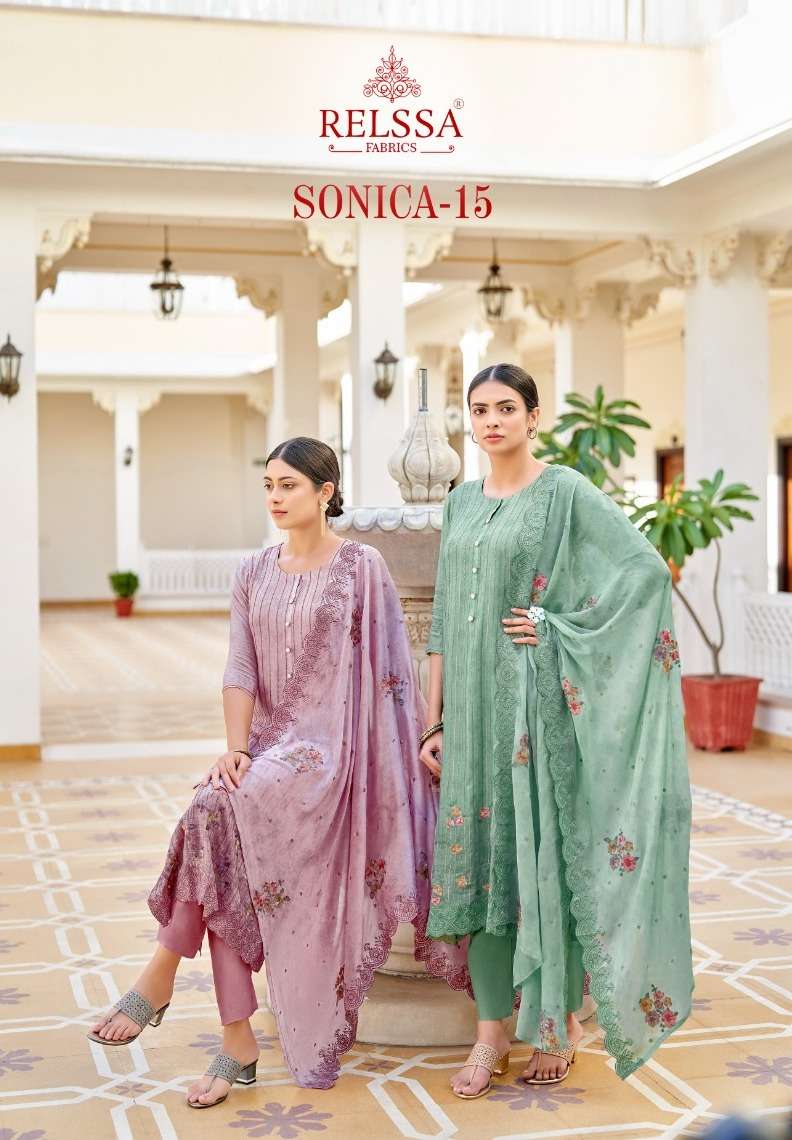 SONICA VOL-15 BY RELSSA DESIGNER HEAVY CREPE DIGITAL EMBROIDERED DRESSES