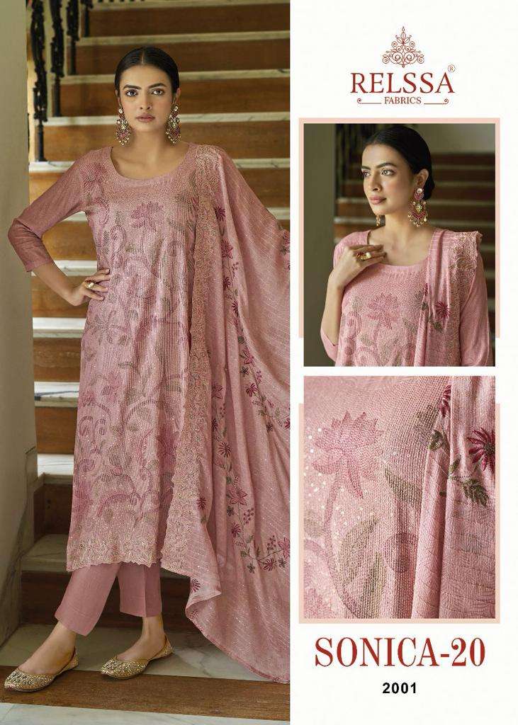 SONICA VOL-20 BY RELSSA DESIGNER HEAVY CREPE DIGITAL EMBROIDERED DRESSES