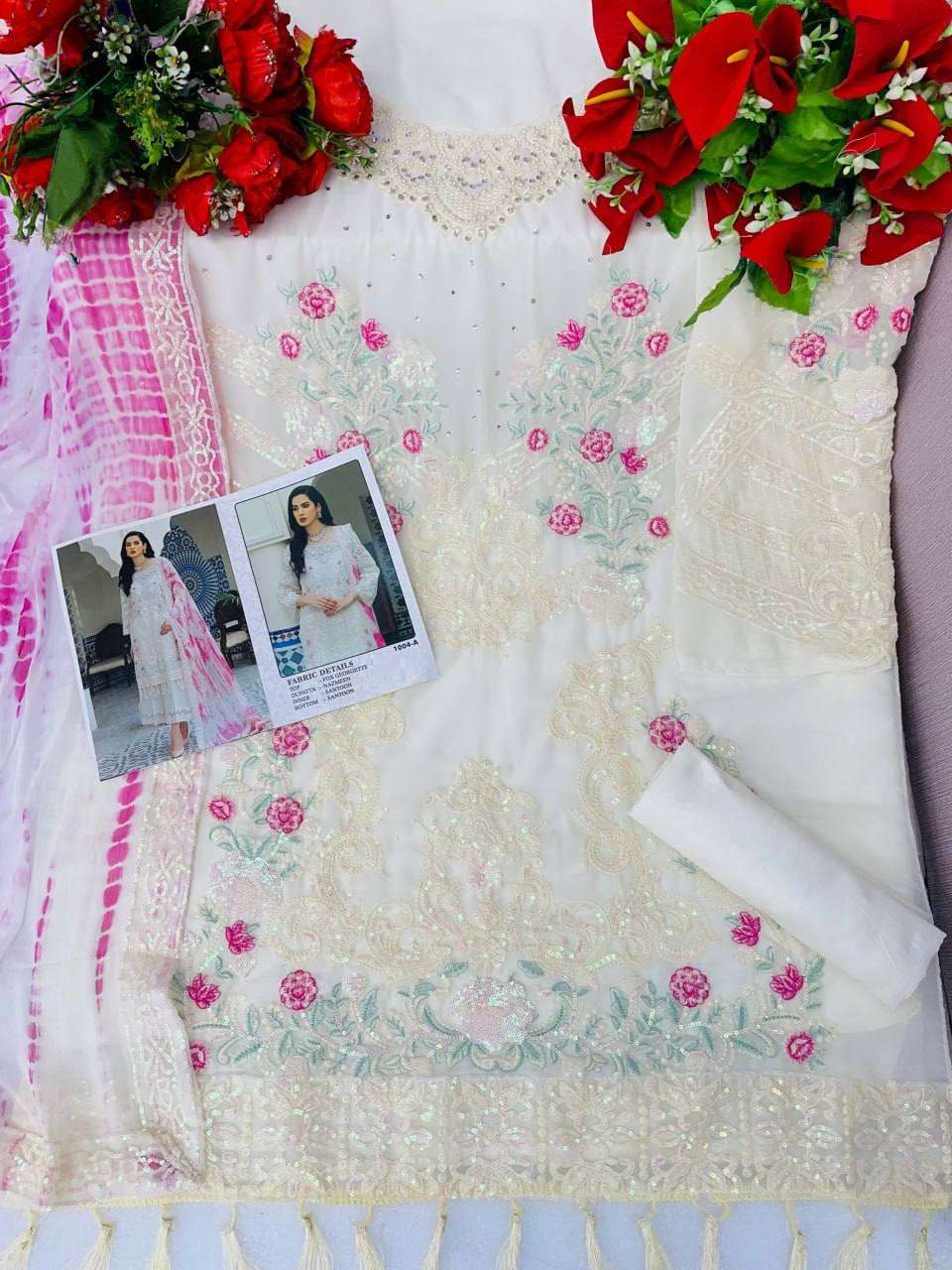 SS 1004 SERIES BY ASLIWHOLESALE HEAVY GEORGETTE EMBROIDERY PAKISTANI DRESSES