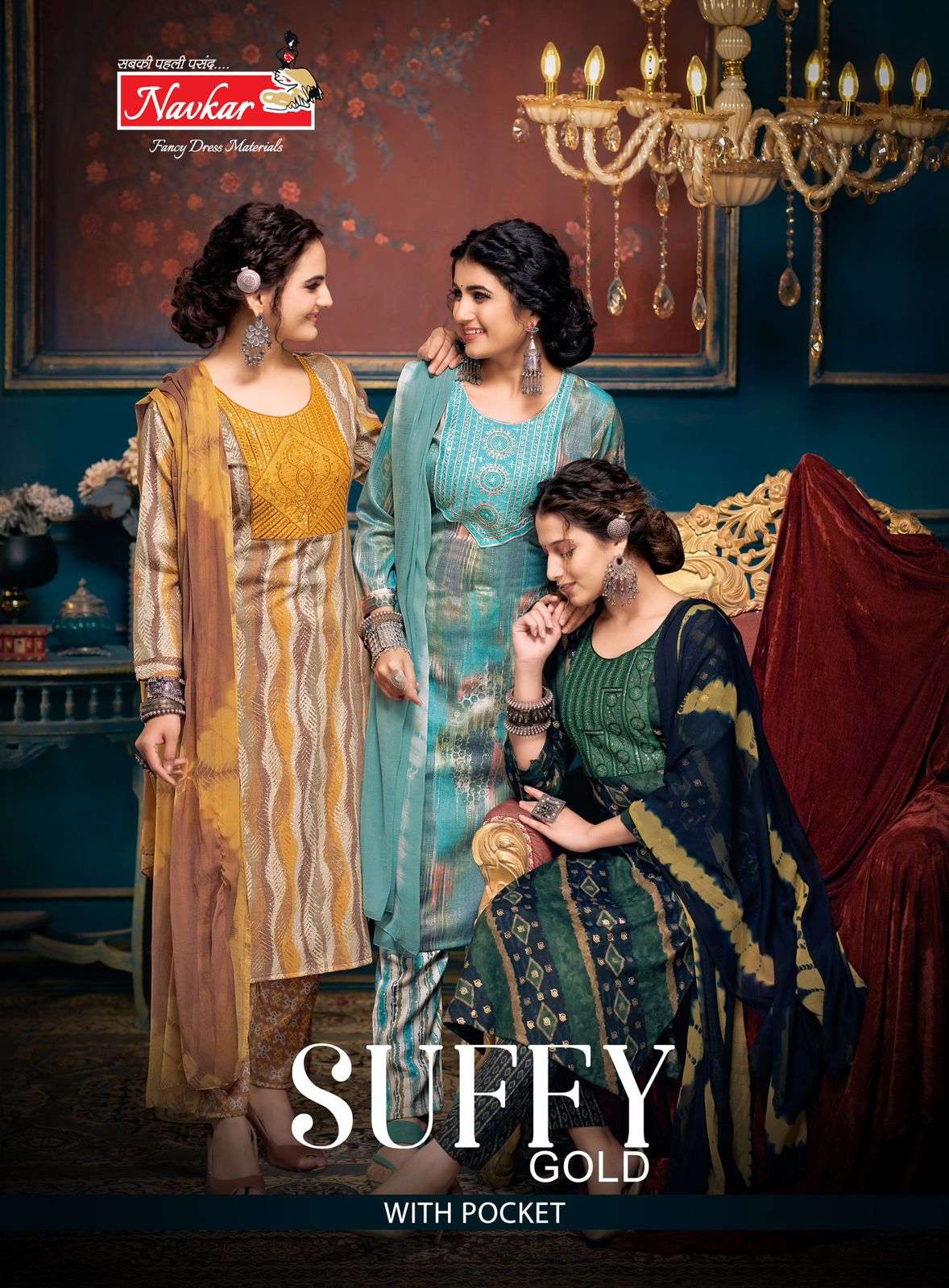 SUFFY GOLD BY NAVKAR 1001 TO 1008 SERIES RAYON EMBROIDERY STITCHED DRESSES