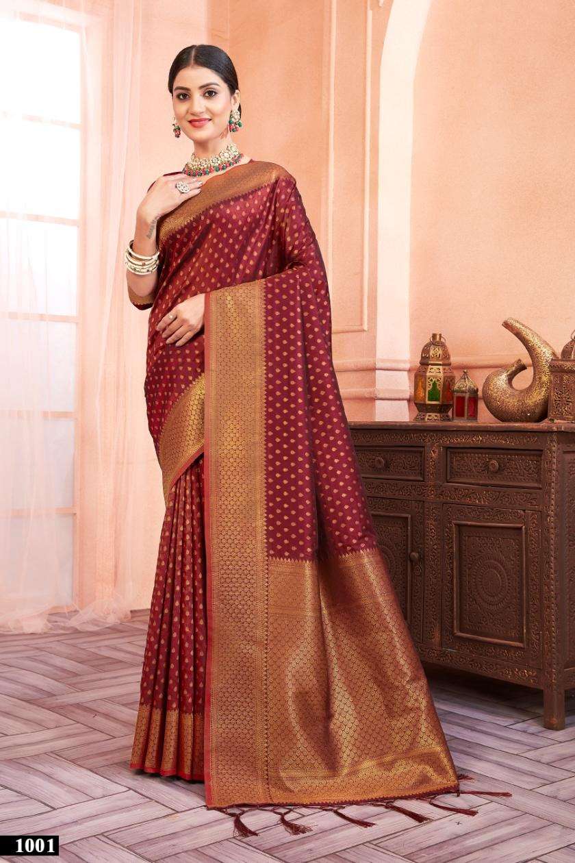 SUPREME SILK BY BUNAWAT 1001 TO 1006 SERIES BANARASI SILK PRINT SAREES