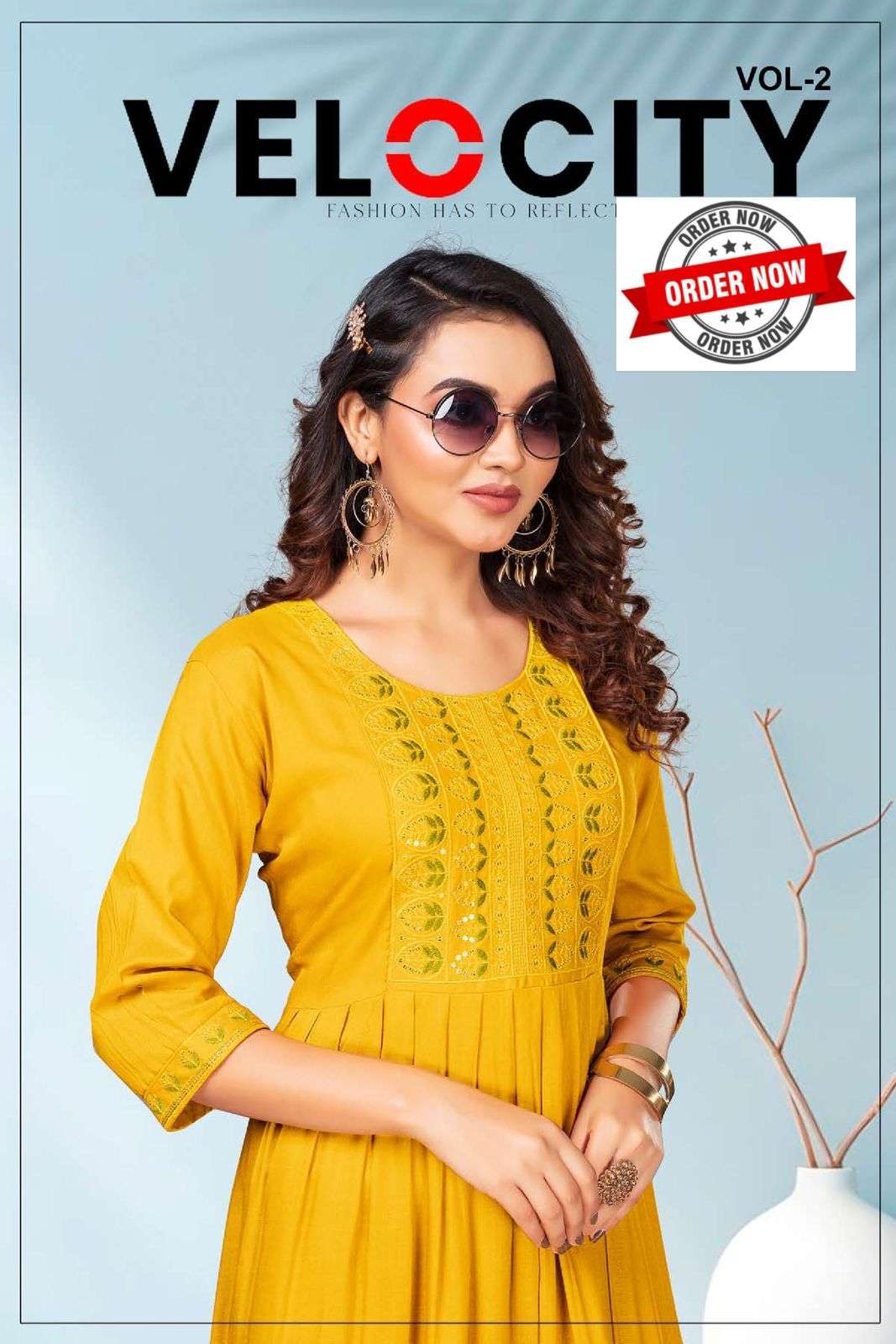 VELOCITY VOL-2 BY ASLIWHOLESALE 001 TO 008 SERIES DESIGNER FACNY RAYON PRINT KURTIS