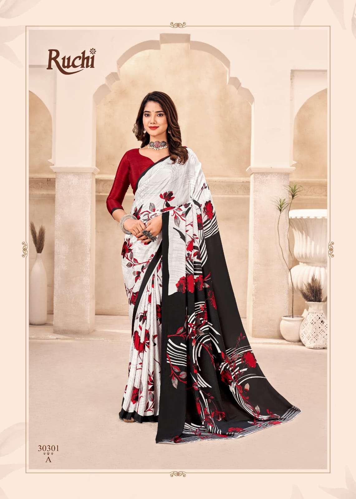 VIVANTA SILK BY RUCHI SAREES 30301-A TO 30306-B SERIES SILK CREPE SAREES