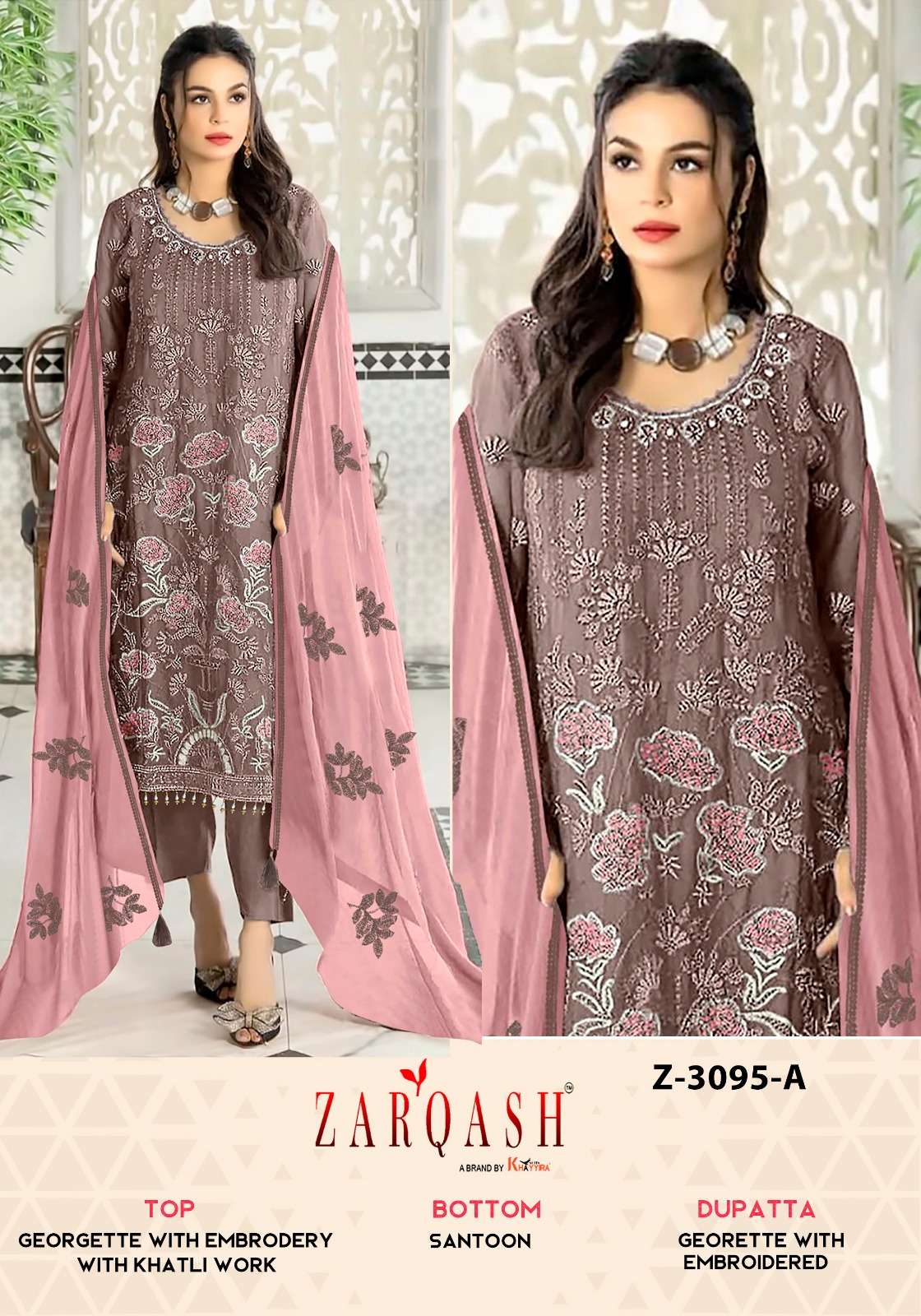 Z-3095 COLOURS BY ZARQASH DESIGNER FAUX GEORGETTE EMBROIDERY PAKISTANI DRESSES