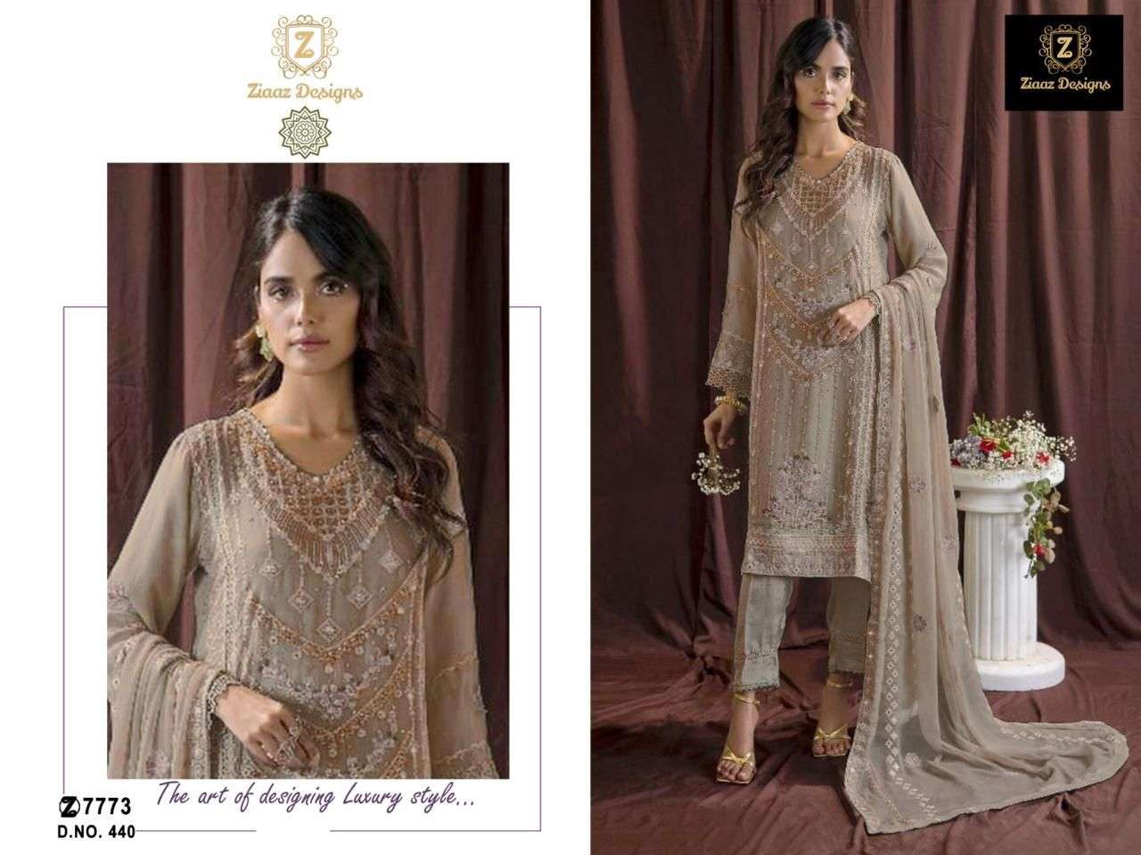 ZIAAZ 440 COLOURS BY ZIAAZ DESIGNS HEAVY GEORGETTE EMBROIDERED DRESSES