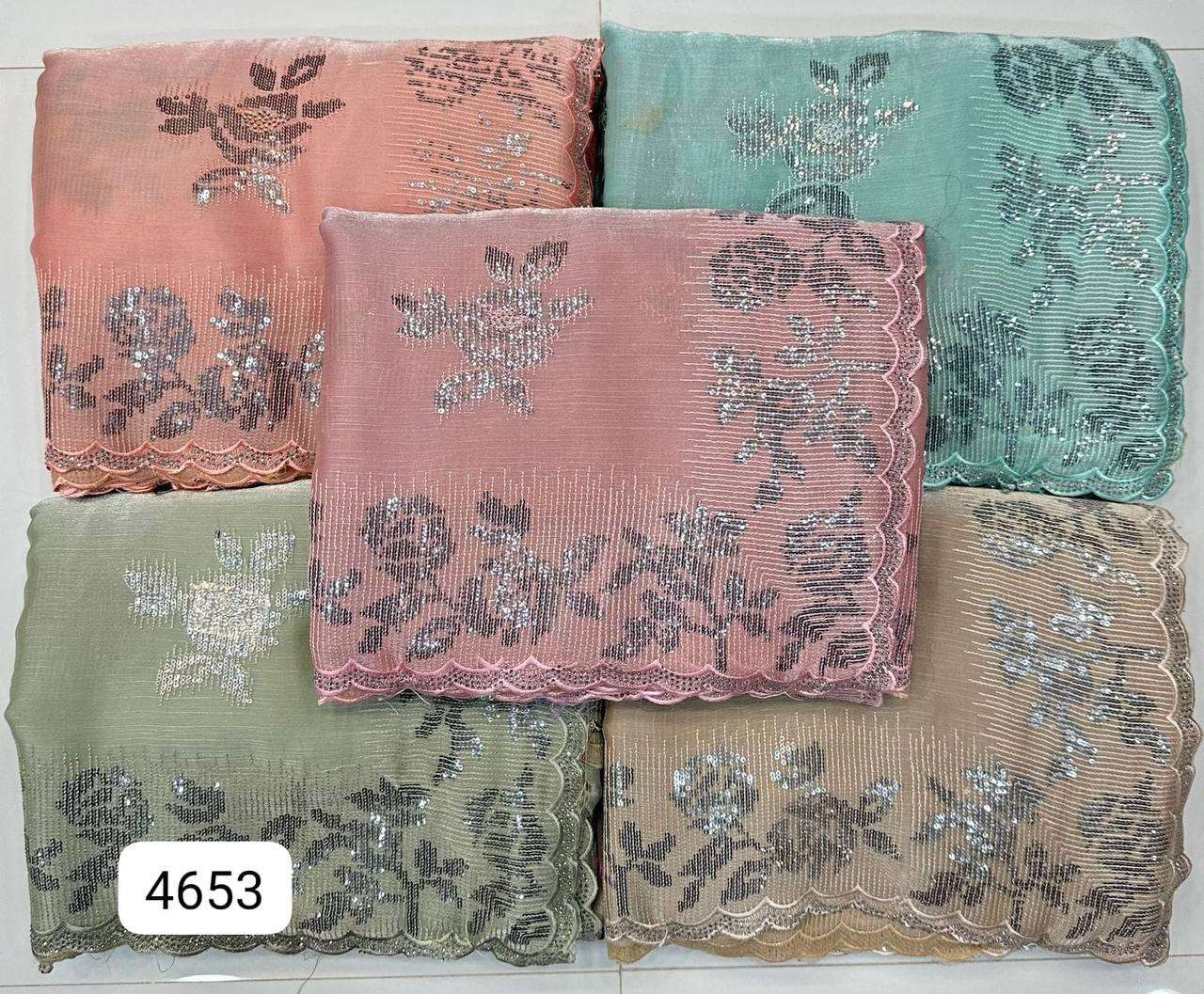 4653 COLOUR BY ASLIWHOLESALE DESIGNER SOFT FANCY BURBURY WORK SAREES