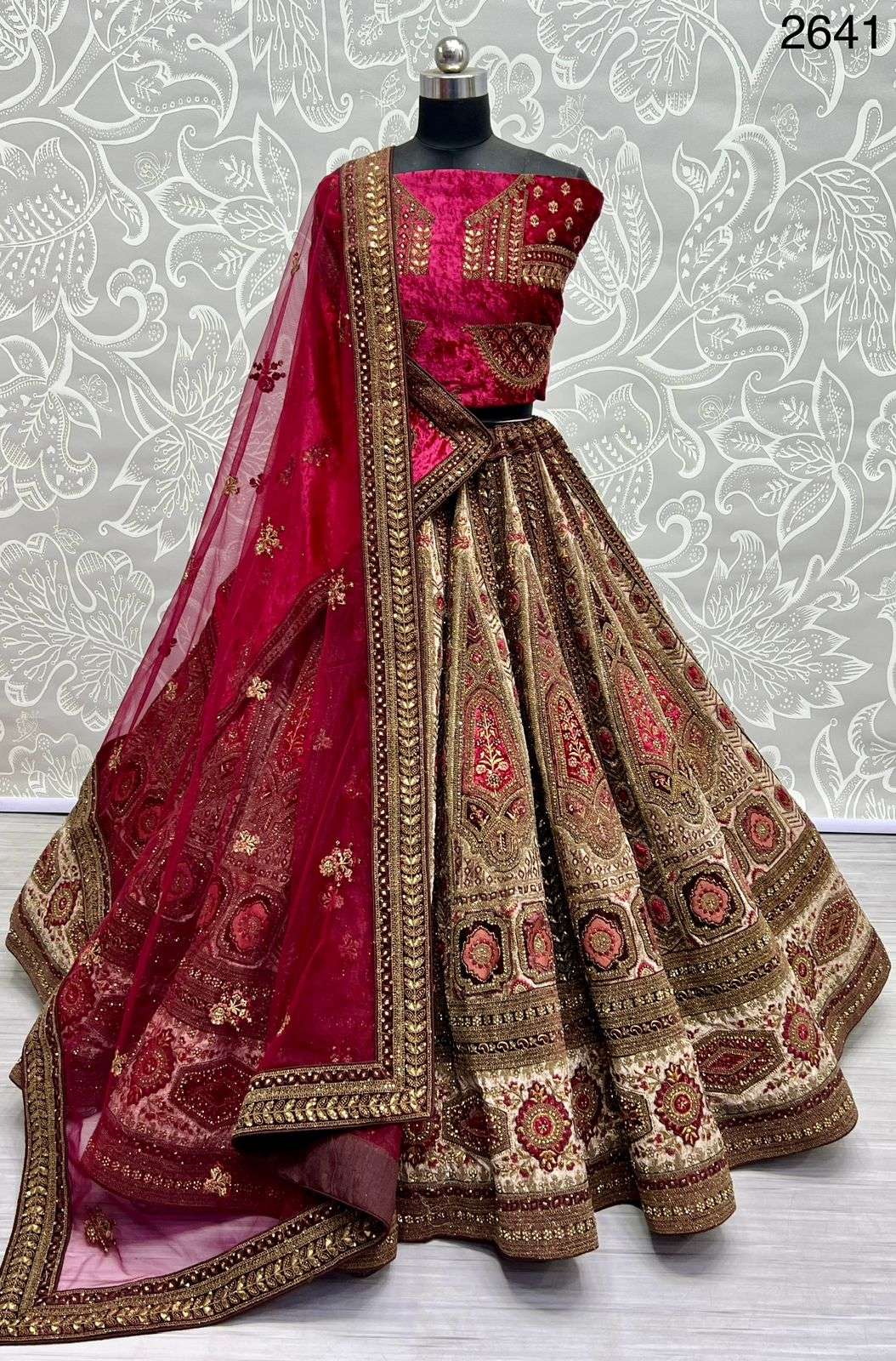 A-2641 COLOURS BY ASLIWHOLESALE HEAVY DESIGNER VELVET BRIDAL LEHENGAS