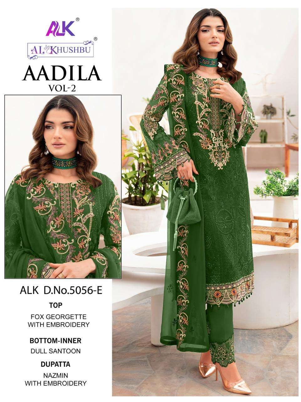 AADILA VOL-2 BY AL KHUSHBU 5056-E TO 5056-H GEORGETTE EMBROIDERY PAKISTANI DRESSES