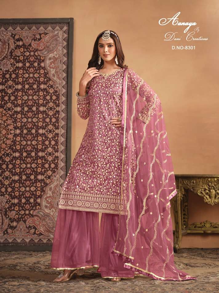 AANAYA VOL-183 BY TWISHA 8301 TO 8304 SERIES DESINGER NET EMBROIDERY DRESSES