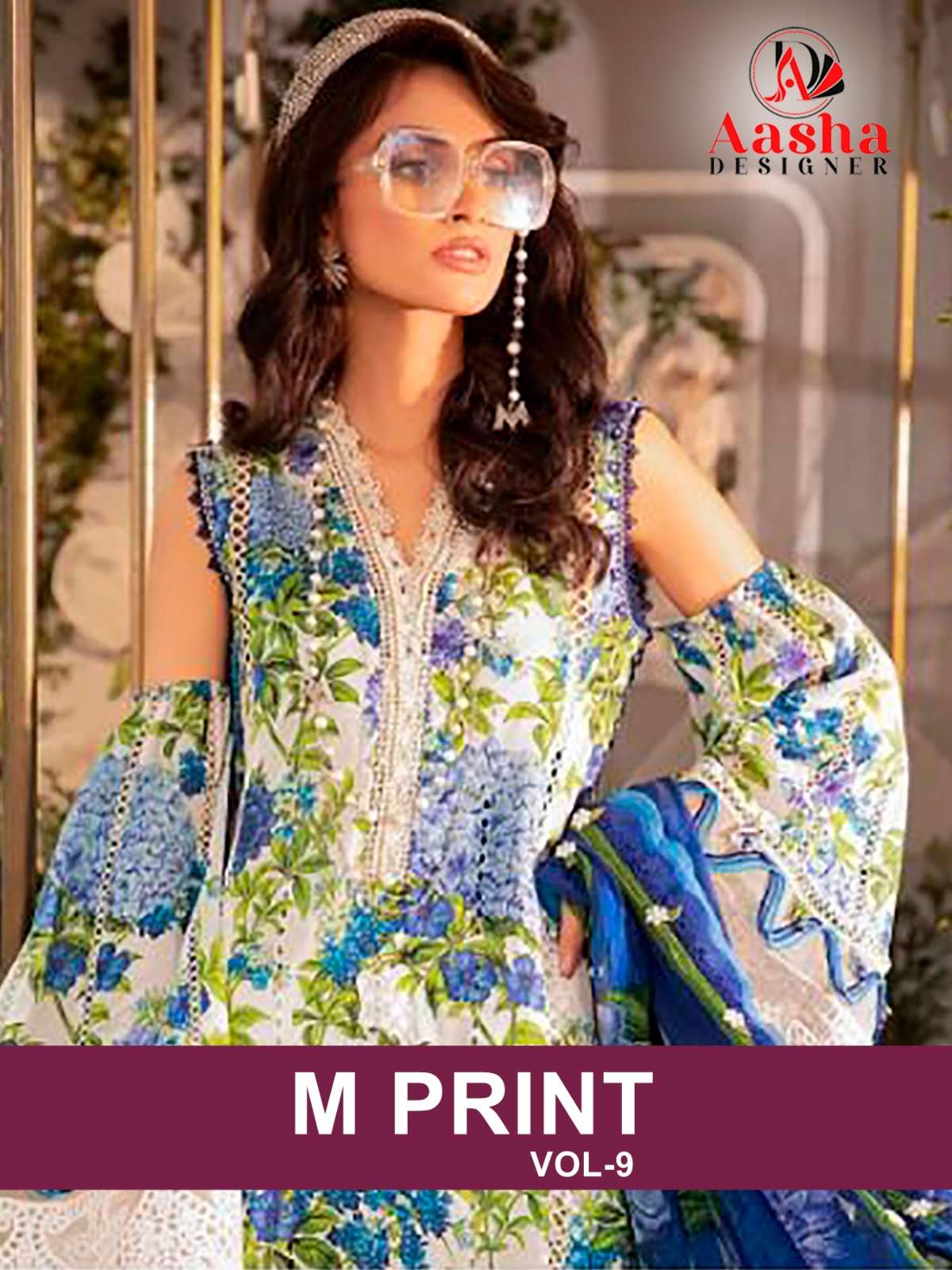 AASHA M PRINT VOL-9 BY ASLIWHOLESALE HEAVY COTTON EMBROIDERY DRESSES