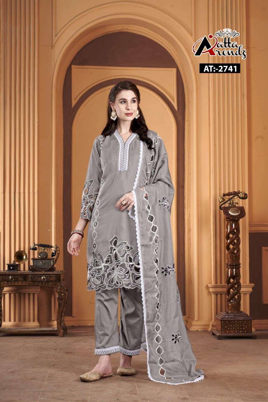 AATTA 2741 BY AATTA TRENDZ PURE ORGANZA EMBROIDERD STITCHED DRESSES