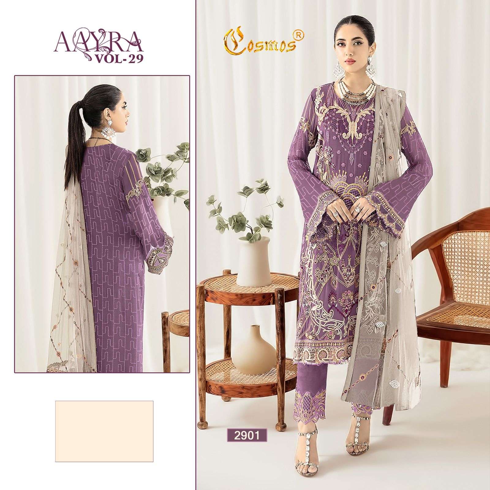 AAYRA VOL-29 BY COSMOS DESIGNER GEORGETTE EMBROIDERY PAKISTANI DRESSES