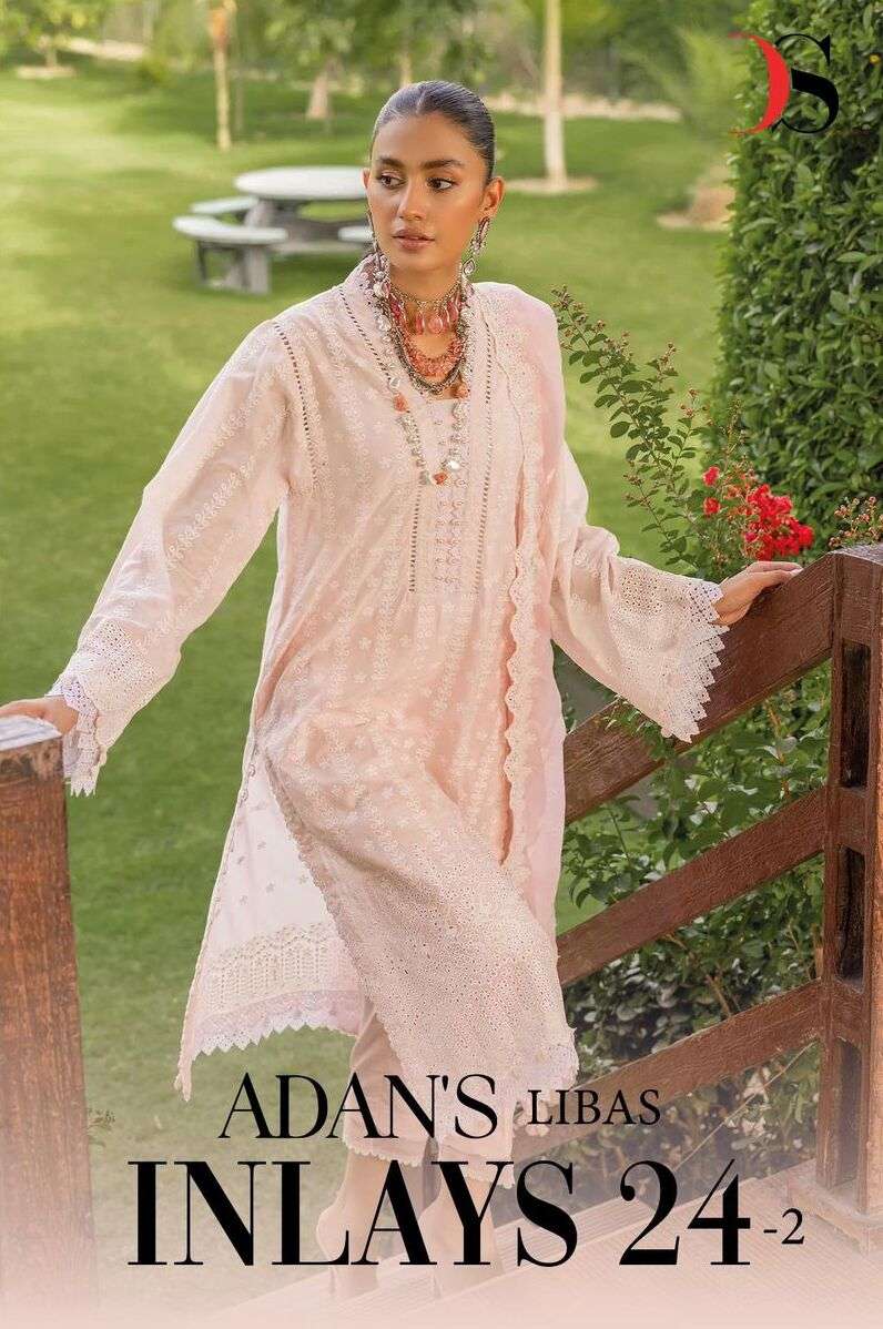 ADANS LIBAS INLAYS-24-2 BY DEEPSY SUITS DESGINER 5051 TO 5055 SERIES COTTON EMBROIDERY DRESSES