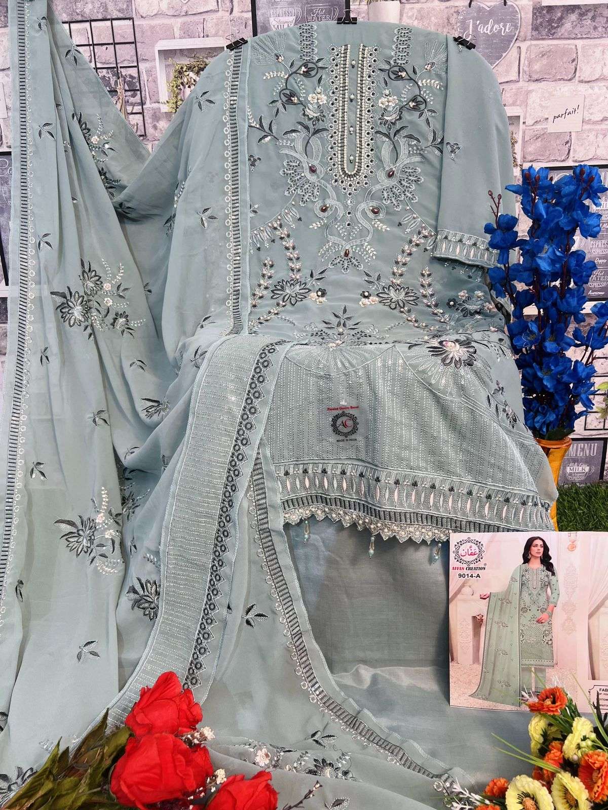 AFFAN 9014 NX BY AFFAN CREATION DESIGNER FAUX GEORGETTE PAKISTANI DRESSES